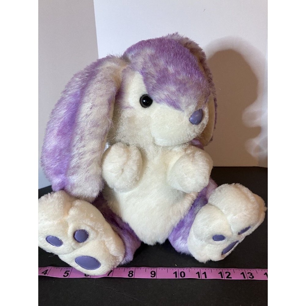 VTG T L Toys Frosted Lavender Easter Bunny Soft Plush Stuffed Leather Feet Nose - Picture 5 of 16
